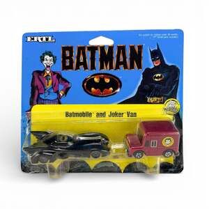 SEALED MOC 1989 ERTL BATMOBILE & JOKER VAN BATMAN DIE CAST 2 PACK 2497